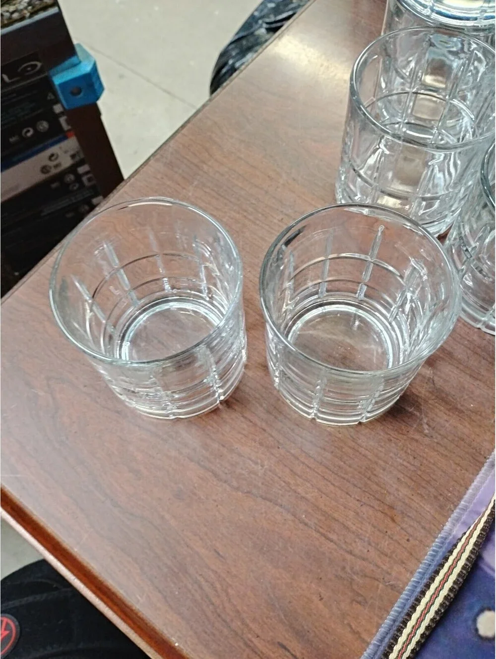 Anchor Hocking Clear MANCHESTER TARTAN Vintage Lowball /Whiskey Glasses Set 2